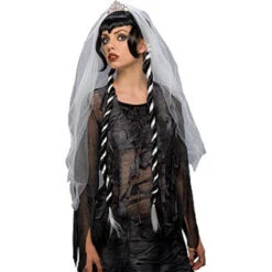 PARRUCCA SPOSA GOTICA TIARA E VELO